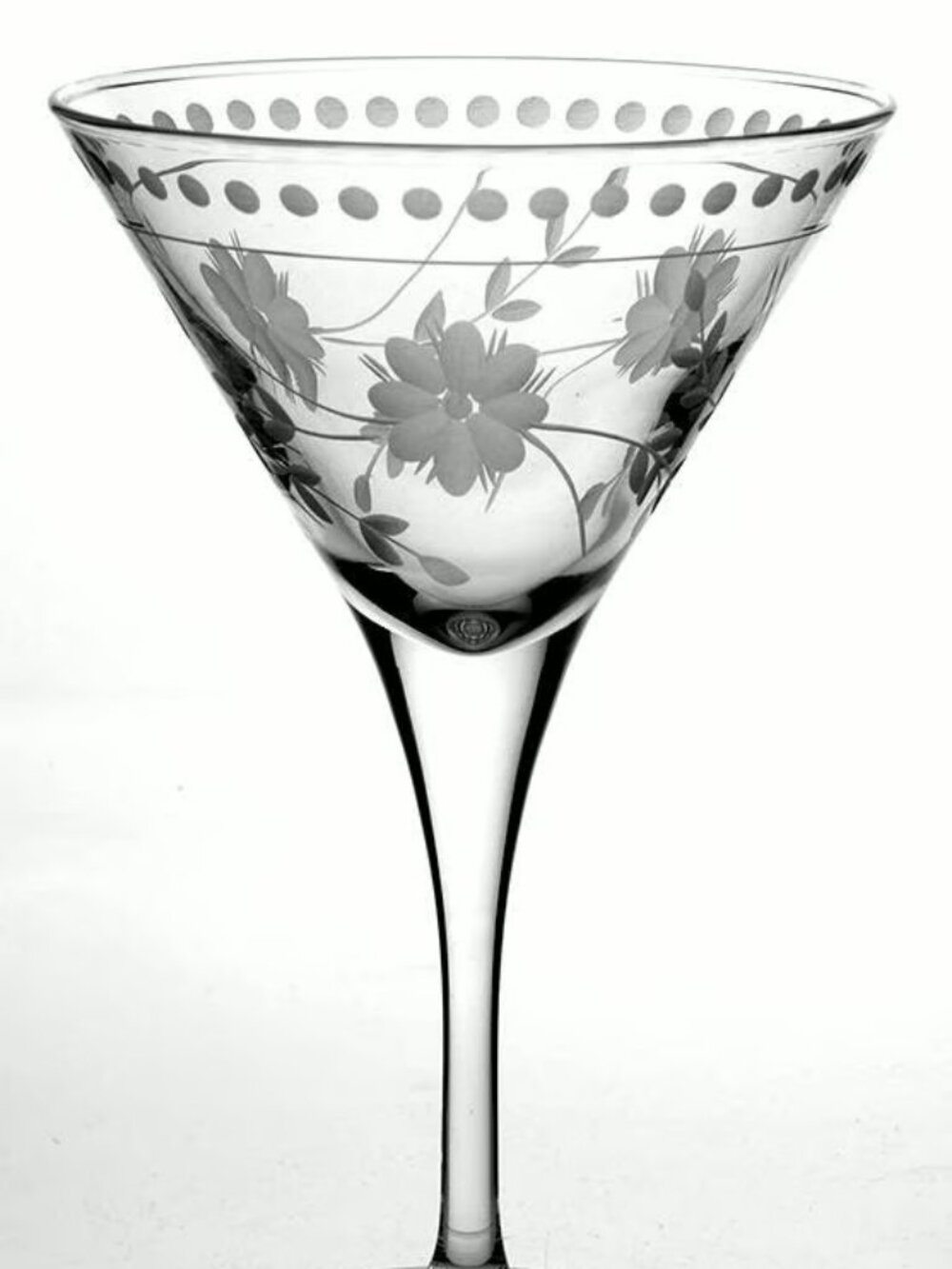 Williams Sonoma Vintage Etched Crystal Martini Glasses Elegant Barware Set of 2 - Picture 1 of 7